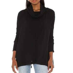 NEW Free People Medium Black Juicy Long Sleeve Thermal Knit Top Oversized